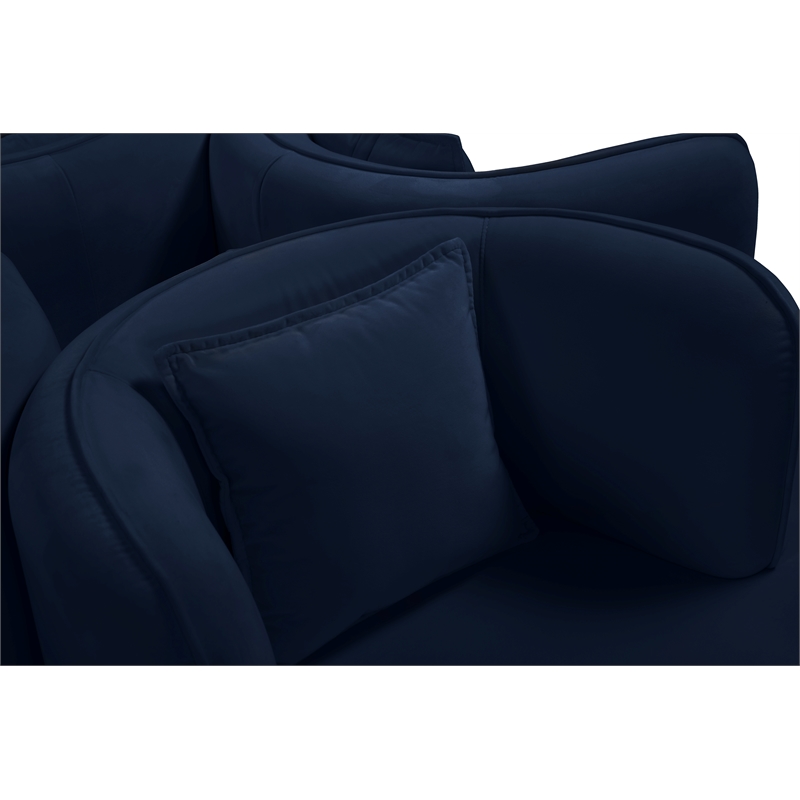 Pemberly Row Navy Velvet Roundabout Sofa with Gold Iron Legs