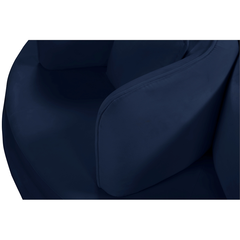 Pemberly Row Navy Velvet Roundabout Sofa with Gold Iron Legs