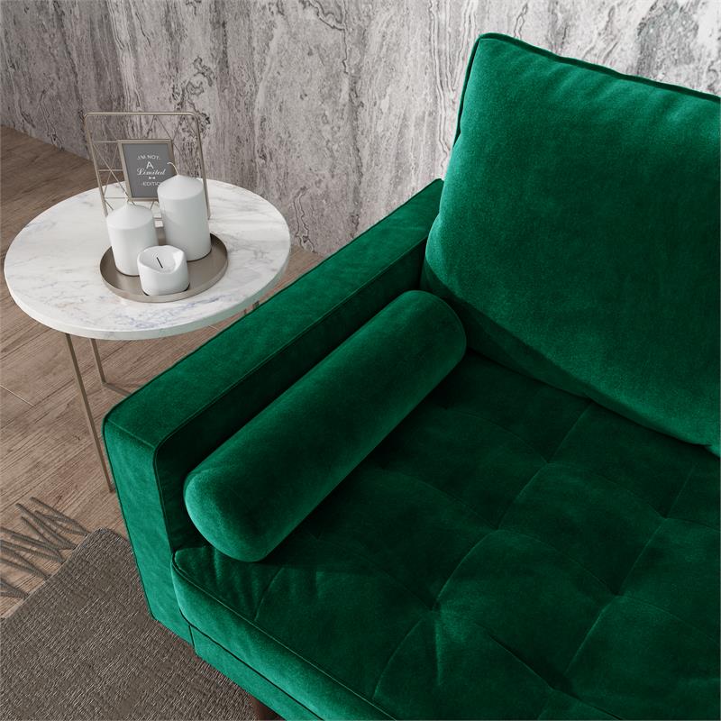 Pemberly Row Modern Velvet Genoa Living Room Loveseat In Green