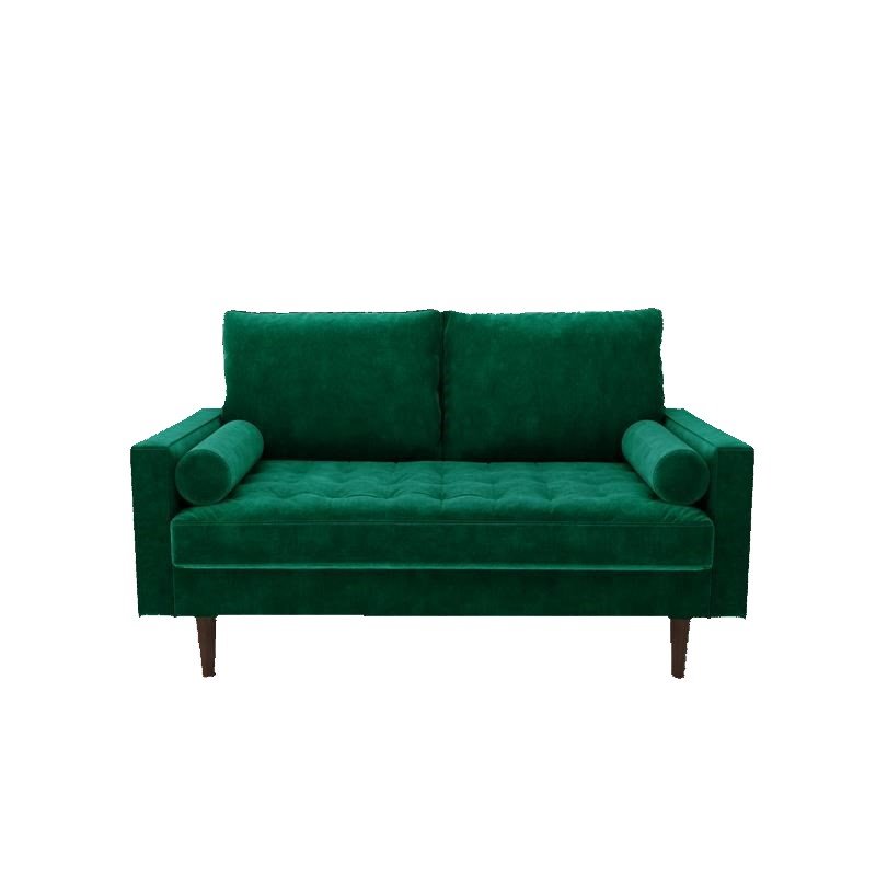 Pemberly Row Modern Velvet Genoa Living Room Loveseat In Green