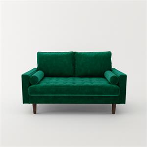 Pemberly Row Modern Velvet Genoa Living Room Loveseat In Green