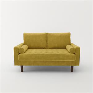 Pemberly Row Modern Velvet Genoa Living Room Loveseat In Goldenrod