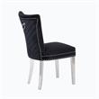 Pemberly Row 2Pc Stainless Steel Legs Chair Finish with Velvet Fabric in Black