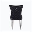 Pemberly Row 2Pc Stainless Steel Legs Chair Finish with Velvet Fabric in Black