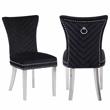 Pemberly Row 2Pc Stainless Steel Legs Chair Finish with Velvet Fabric in Black