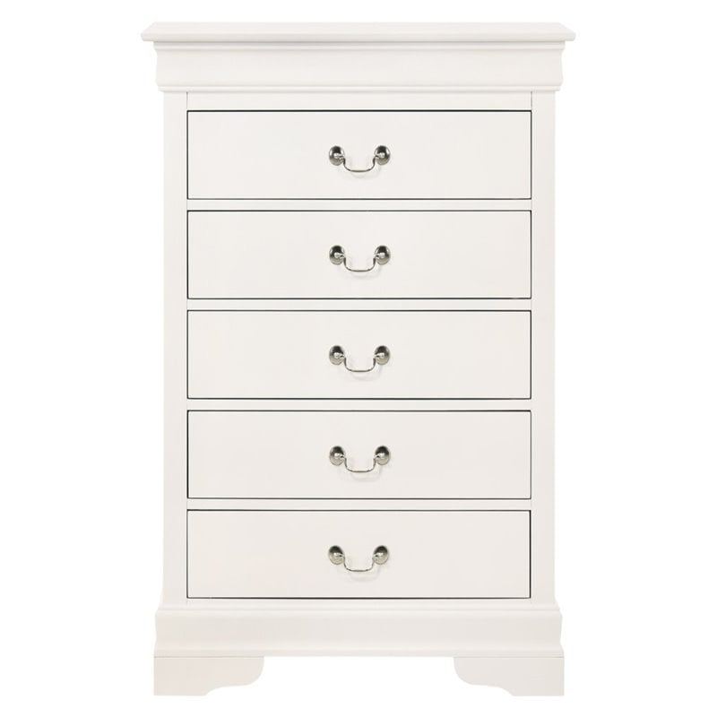 Pemberly Row Contemporary Engineered Wood 5-Drawers Bedroom Chest in White