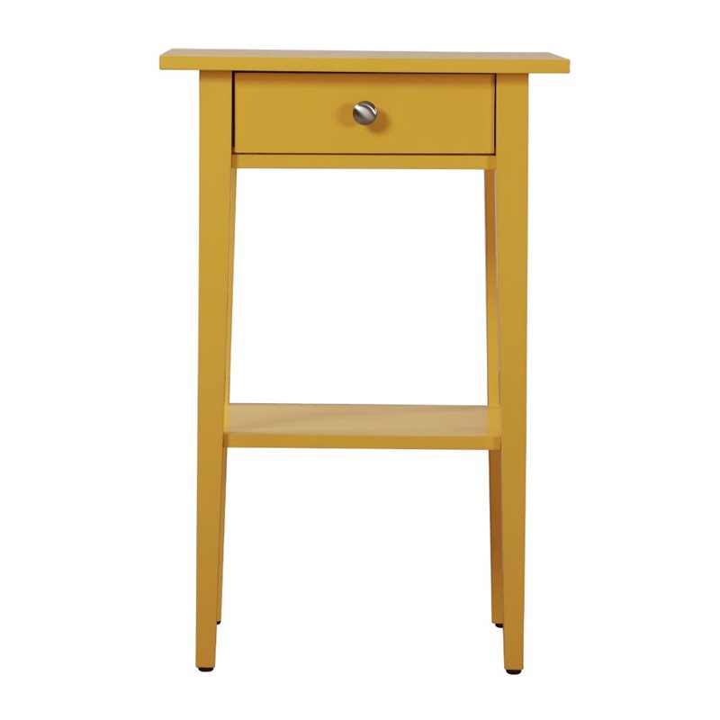 Pemberly Row Contemporary Manufactured Wood 1 Drawer Nightstand in Yellow