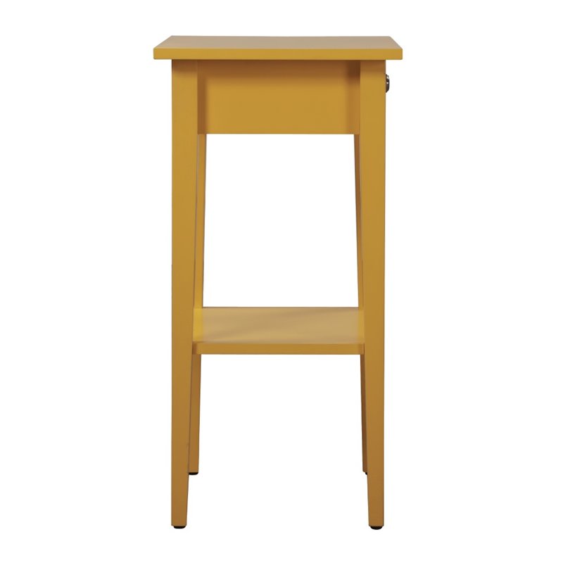 Pemberly Row Contemporary Manufactured Wood 1 Drawer Nightstand in Yellow