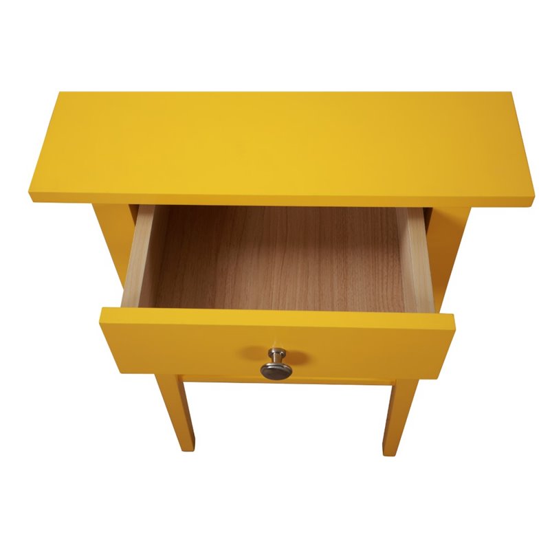 Pemberly Row Contemporary Manufactured Wood 1 Drawer Nightstand in Yellow