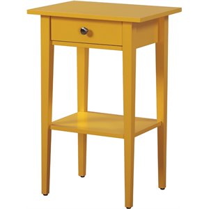 Pemberly Row Contemporary Manufactured Wood 1 Drawer Nightstand in Yellow
