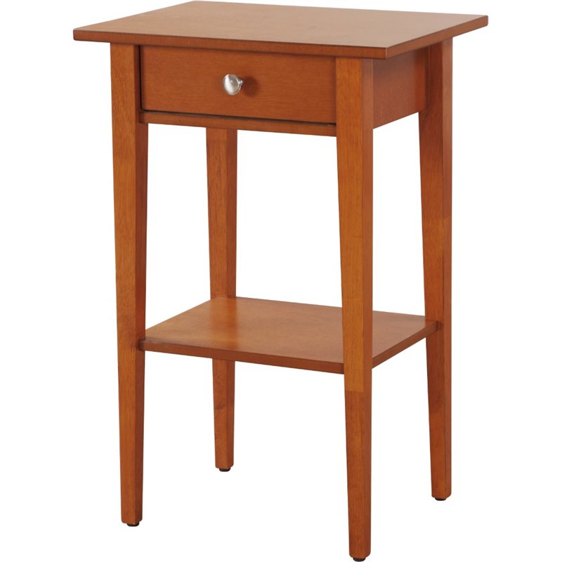 Pemberly Row Contemporary Manufactured Wood 1 Drawer Nightstand in Oak