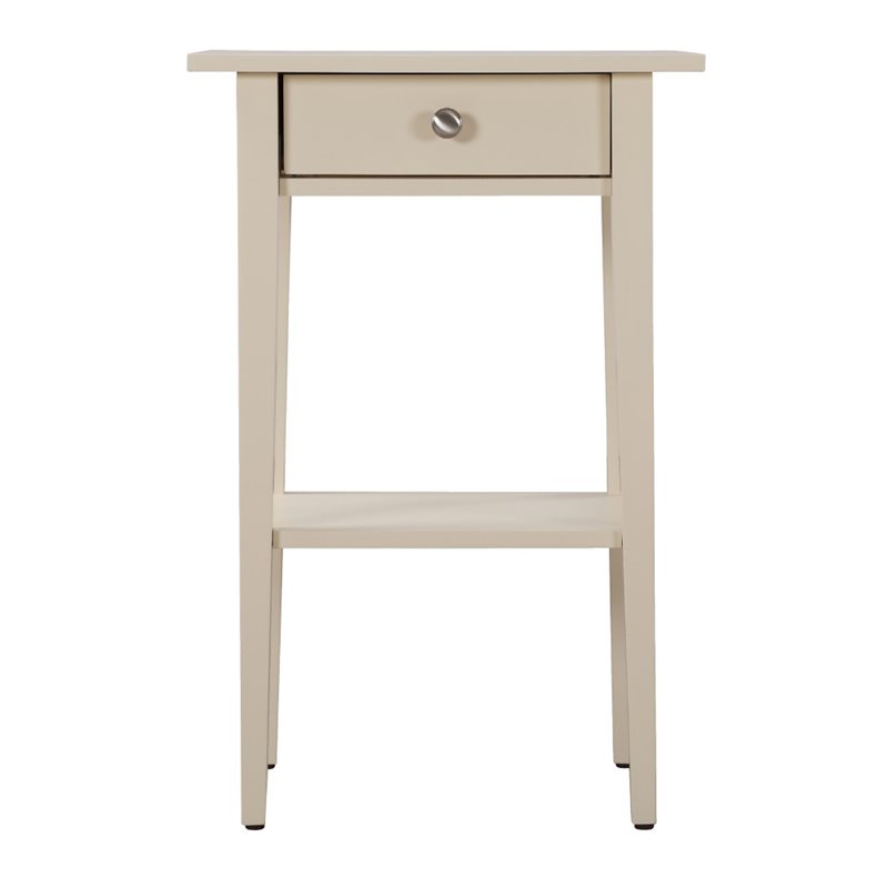 Pemberly Row Contemporary Manufactured Wood 1 Drawer Nightstand in Beige