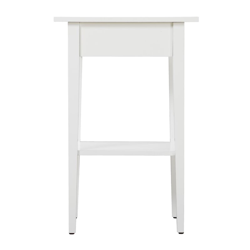 Pemberly Row Contemporary Manufactured Wood 1 Drawer Nightstand in White