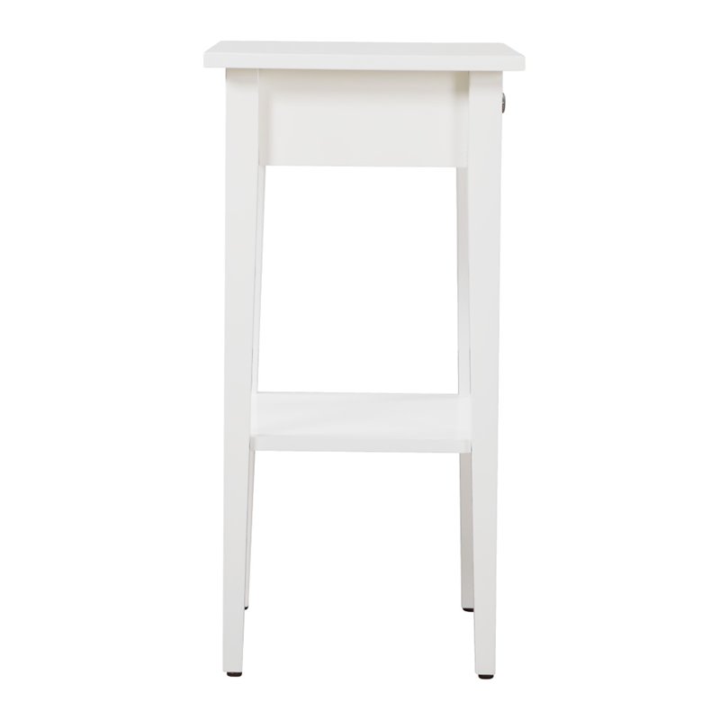 Pemberly Row Contemporary Manufactured Wood 1 Drawer Nightstand in White