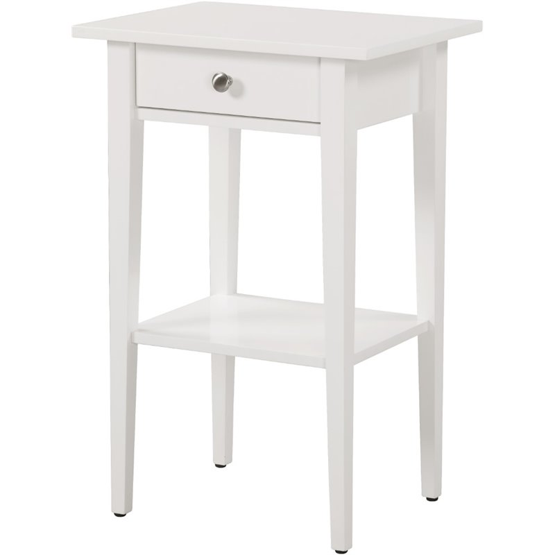 Pemberly Row Contemporary Manufactured Wood 1 Drawer Nightstand in White