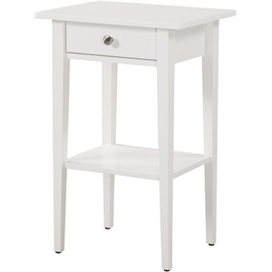 Pemberly Row Contemporary Manufactured Wood 1 Drawer Nightstand in White
