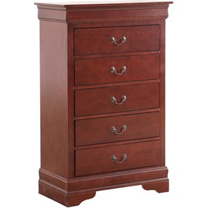 Pemberly Row Contemporary 5 Dovetailed Drawers Chest in Cherry
