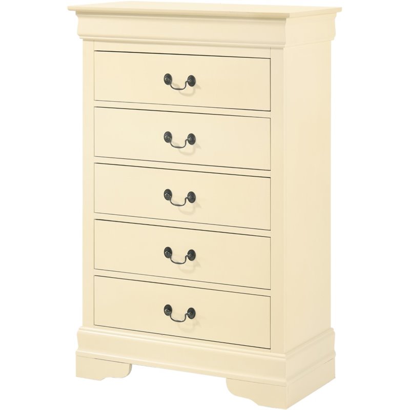 Pemberly Row Contemporary Engineered Wood 5-Drawers Bedroom Chest in Beige