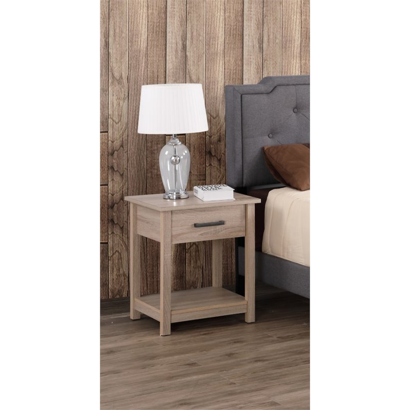 Pemberly Row Contemporary 1 Drawer Nightstand in Sandle Wood