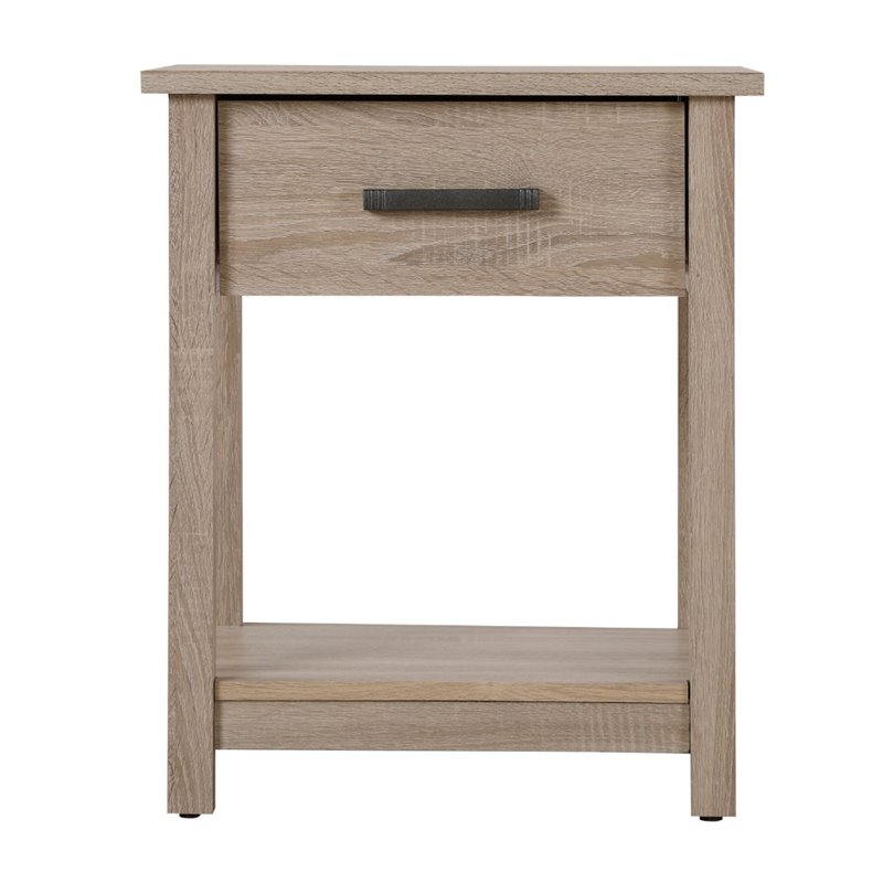 Pemberly Row Contemporary 1 Drawer Nightstand in Sandle Wood