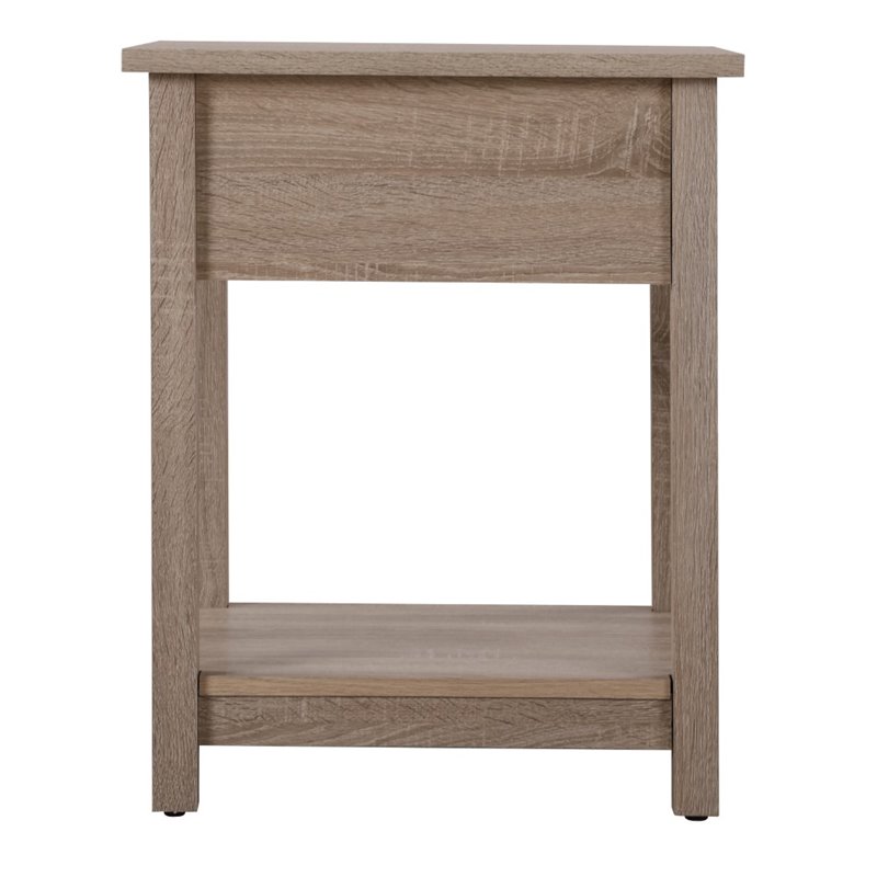 Pemberly Row Contemporary 1 Drawer Nightstand in Sandle Wood