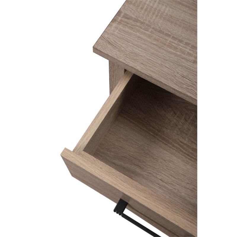 Pemberly Row Contemporary 1 Drawer Nightstand in Sandle Wood