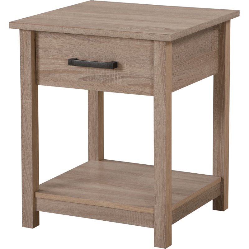 Pemberly Row Contemporary 1 Drawer Nightstand in Sandle Wood