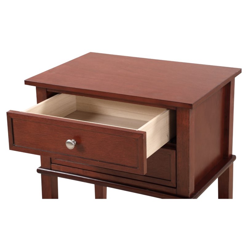 Pemberly Row Contemporary Manufactured Wood 2 Drawer Nightstand in Cherry