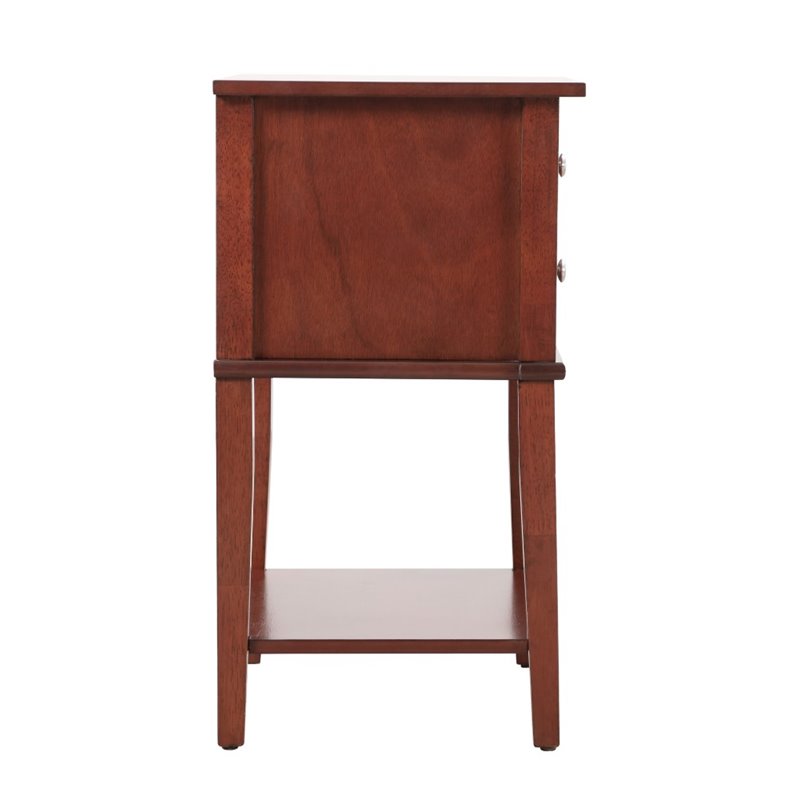 Pemberly Row Contemporary Manufactured Wood 2 Drawer Nightstand in Cherry