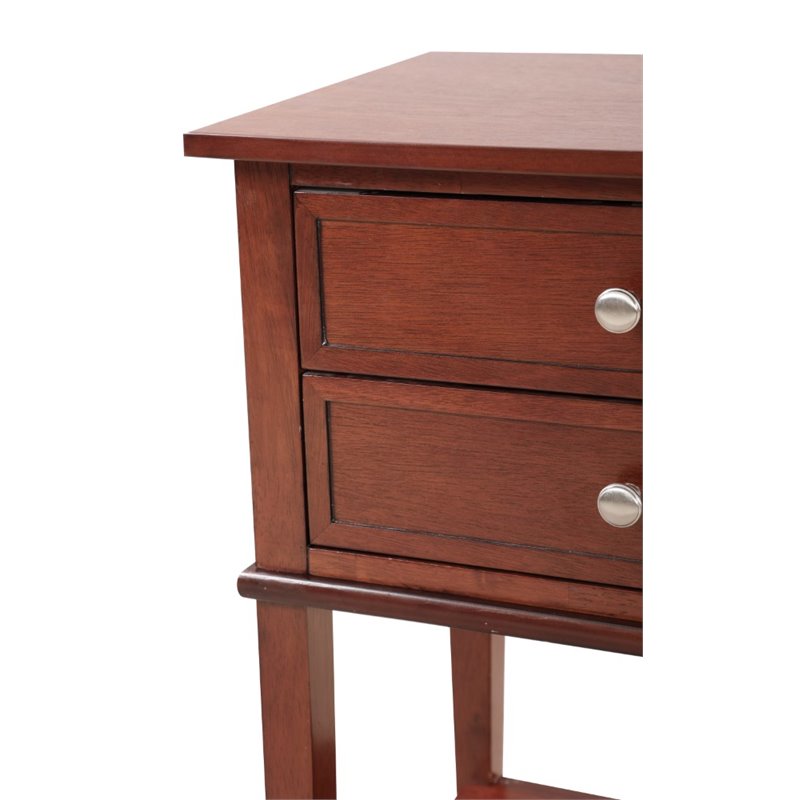 Pemberly Row Contemporary Manufactured Wood 2 Drawer Nightstand in Cherry