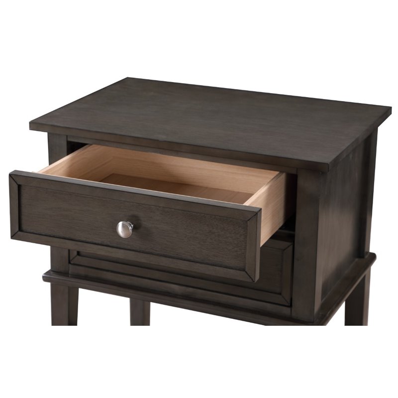 Pemberly Row Contemporary 2 Drawer Nightstand in Gray Finish