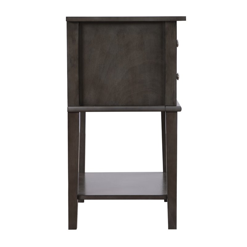 Pemberly Row Contemporary 2 Drawer Nightstand in Gray Finish