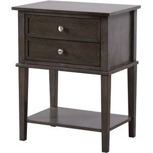 Pemberly Row Contemporary 2 Drawer Nightstand in Gray Finish