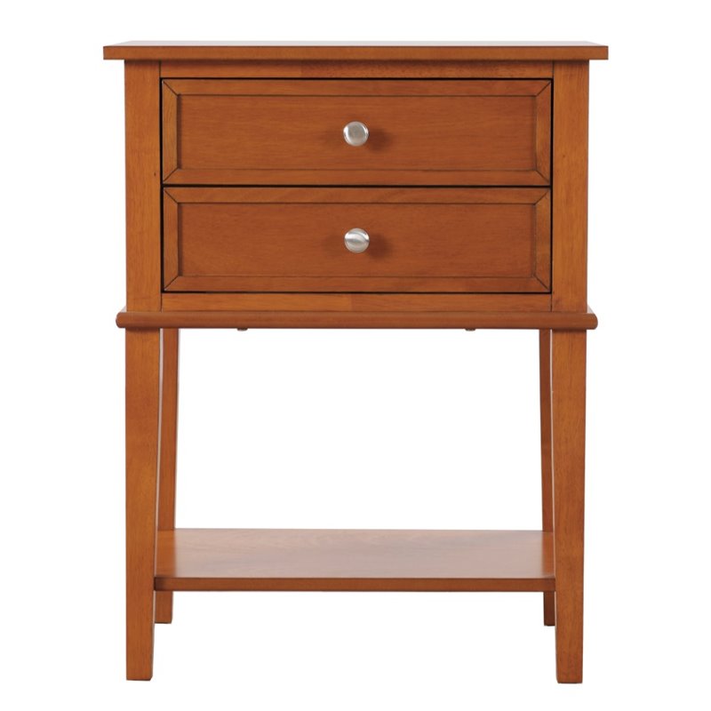 Pemberly Row Contemporary Manufactured Wood 2 Drawer Nightstand in Oak