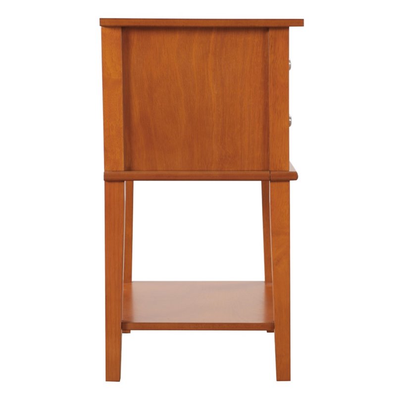 Pemberly Row Contemporary Manufactured Wood 2 Drawer Nightstand in Oak