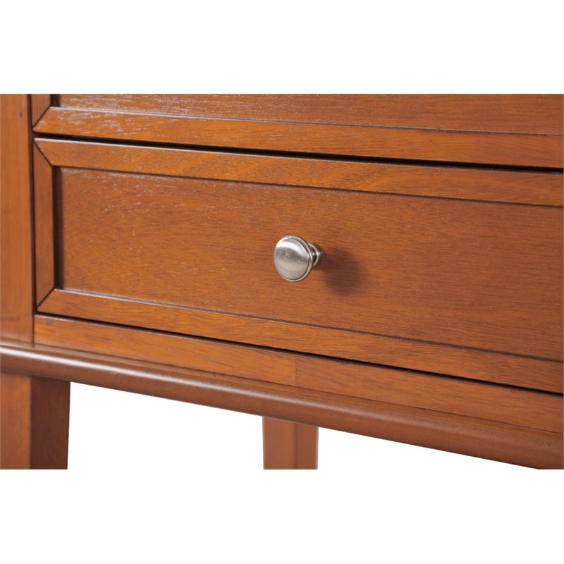 Pemberly Row Contemporary Manufactured Wood 2 Drawer Nightstand in Oak