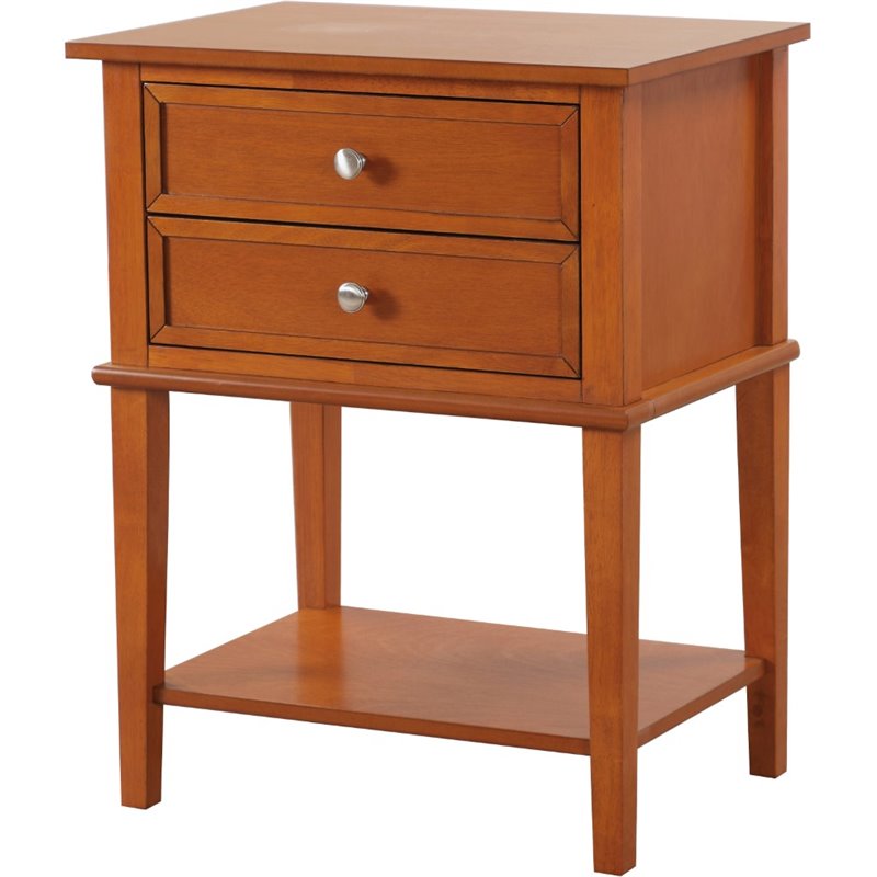 Pemberly Row Contemporary Manufactured Wood 2 Drawer Nightstand in Oak