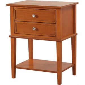 Pemberly Row Contemporary Manufactured Wood 2 Drawer Nightstand in Oak