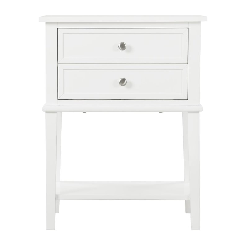Pemberly Row Contemporary Manufactured Wood 2 Drawer Nightstand in White