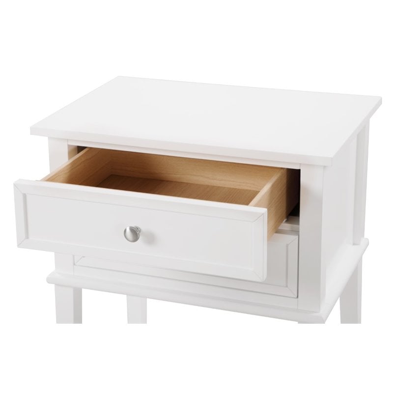 Pemberly Row Contemporary Manufactured Wood 2 Drawer Nightstand in White
