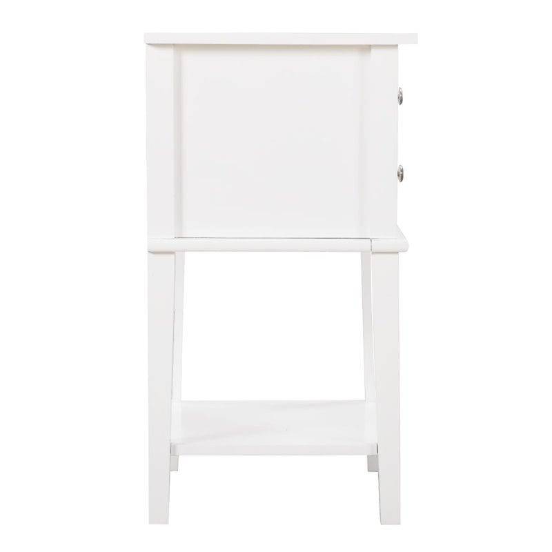 Pemberly Row Contemporary Manufactured Wood 2 Drawer Nightstand in White