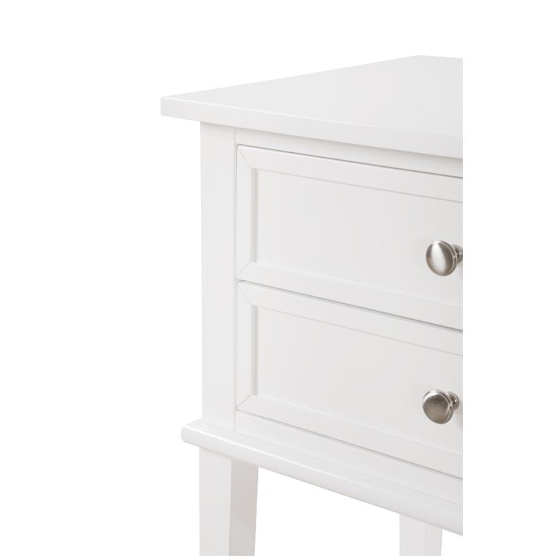 Pemberly Row Contemporary Manufactured Wood 2 Drawer Nightstand in White