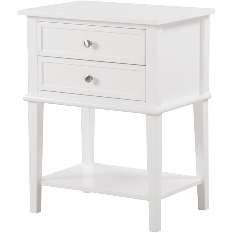 Pemberly Row Contemporary Manufactured Wood 2 Drawer Nightstand in White