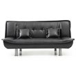 Pemberly Row Contemporary Faux Leather Sleeper Sofa in Black