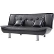 Pemberly Row Contemporary Faux Leather Sleeper Sofa in Black