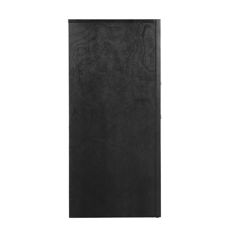 Pemberly Row Contemporary Wood 6 Drawer TV Stand in Black Finsih