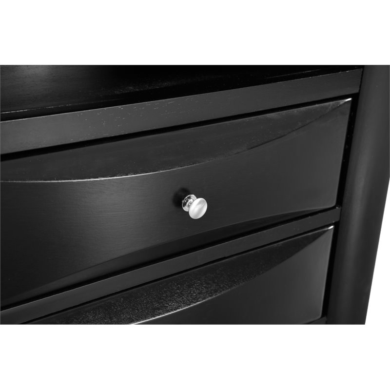 Pemberly Row Contemporary Wood 6 Drawer TV Stand in Black Finsih