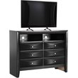 Pemberly Row Contemporary Wood 6 Drawer TV Stand in Black Finsih