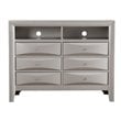 Pemberly Row Wood Veneer 6-Drawer TV Stand in Silver Champagne
