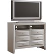 Pemberly Row Wood Veneer 6-Drawer TV Stand in Silver Champagne